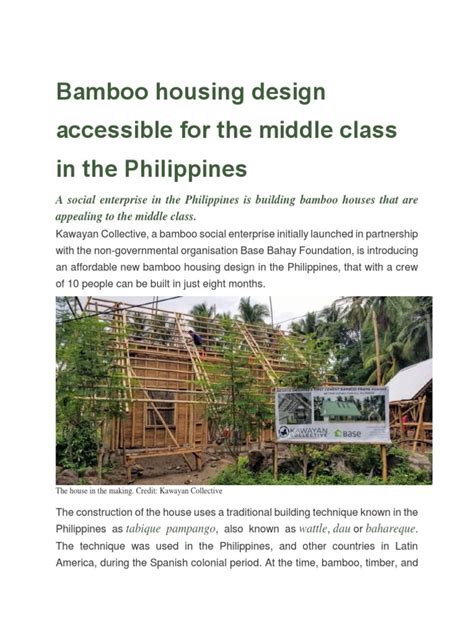 NEW BAMBOO HOUSING DESIGN FOR THE MIDDLE CLASS .